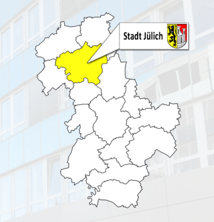 Kreiskarte mit Darstellung der Stadt Jülich