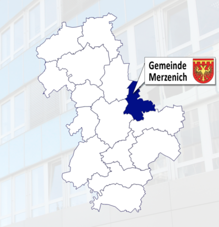 Kreiskarte mit Darstellung der Gemeinde Merzenich