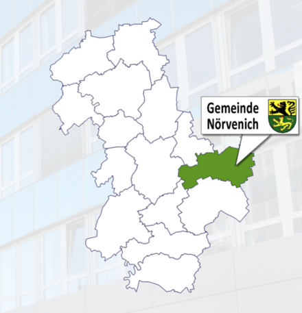 Kreiskarte mit Darstellung der Gemeinde Nörvenich