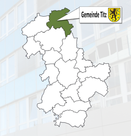 Kreiskarte mit Darstellung der Gemeinde Titz