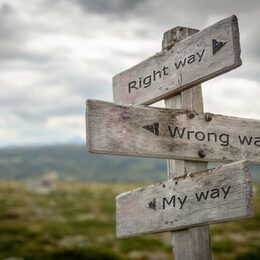 Right way, wrong way, my way signpost. Guideance concepts.