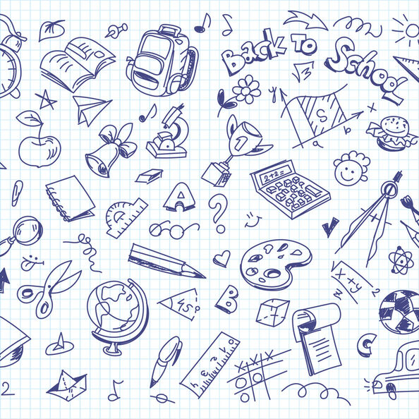 Back to school drawing background on copy book paper