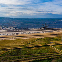 Panoramic view of Hambach surface mine and Hambach Forest, Germa