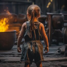 Blacksmith strong girl forge. Generate Ai