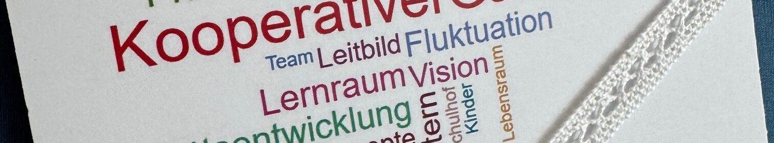 Postkarte mit dem Stichworten zum Bildunsgnetzwerk