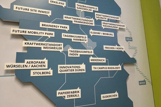 Karte der Region mit wichtigen Punkten zum Strukturwandel