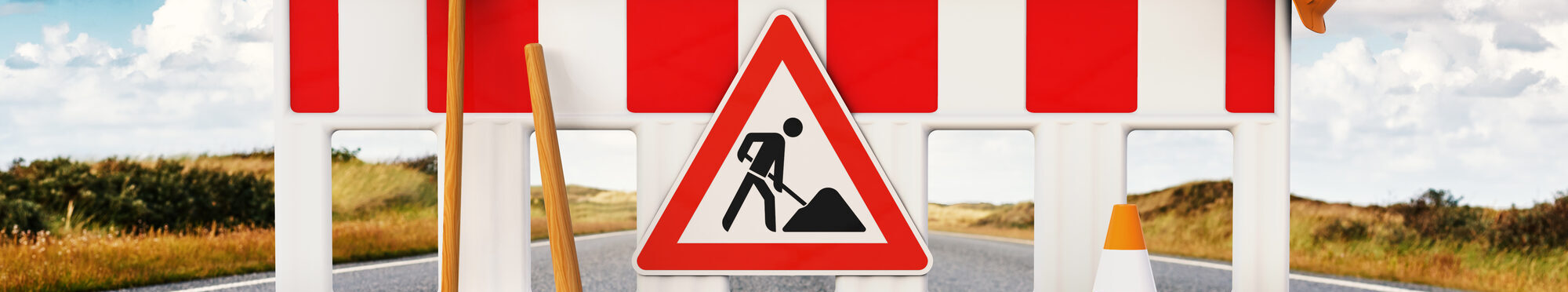 Baustelle, Absperrung für Bauarbeiten